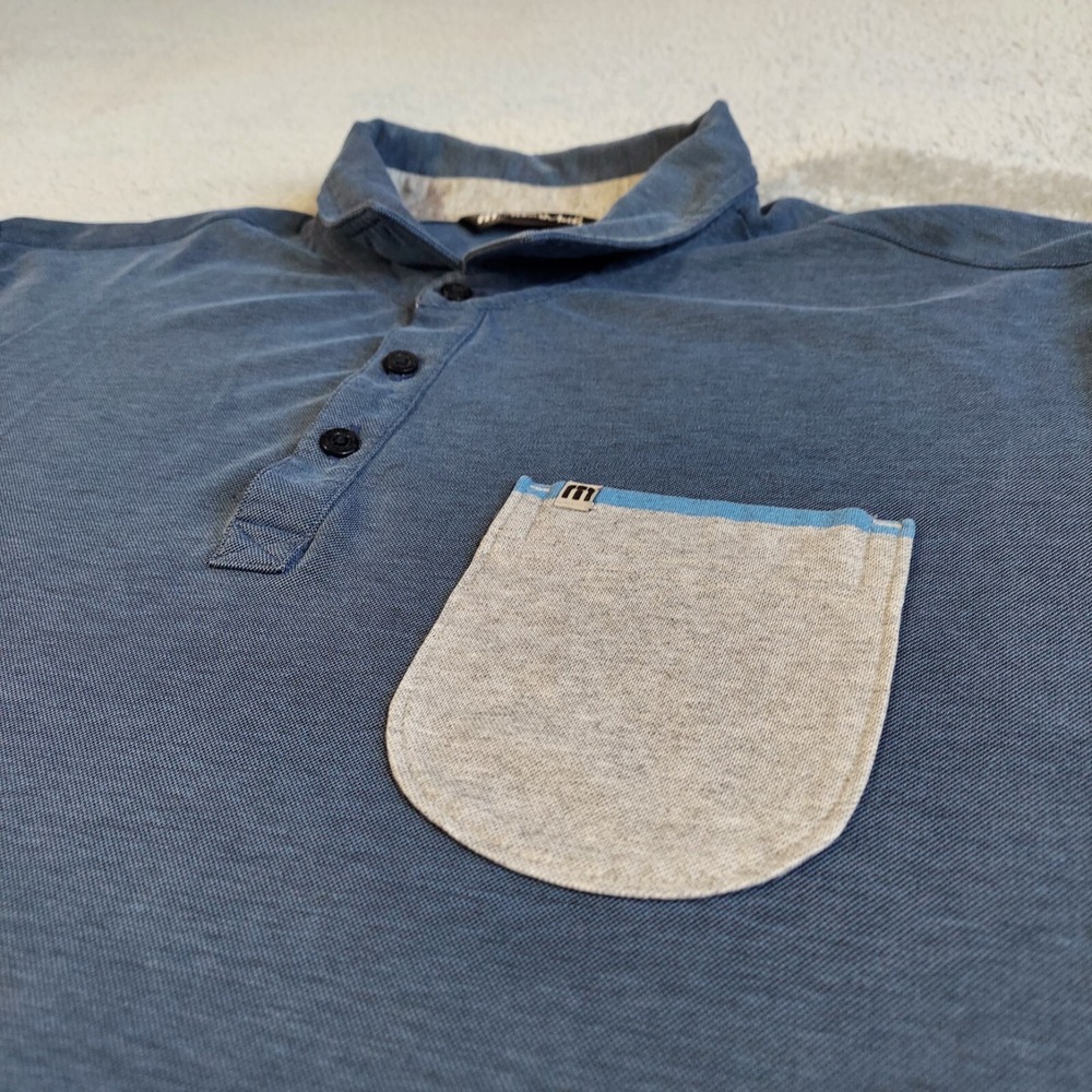 Travis Mathew Mens Large Golf Polo Pima Cotton Pelican Hill Blue Shirt